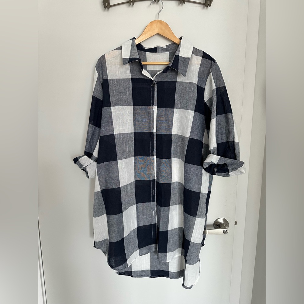 Lightweight Navy + White Checkered Summer Shirt